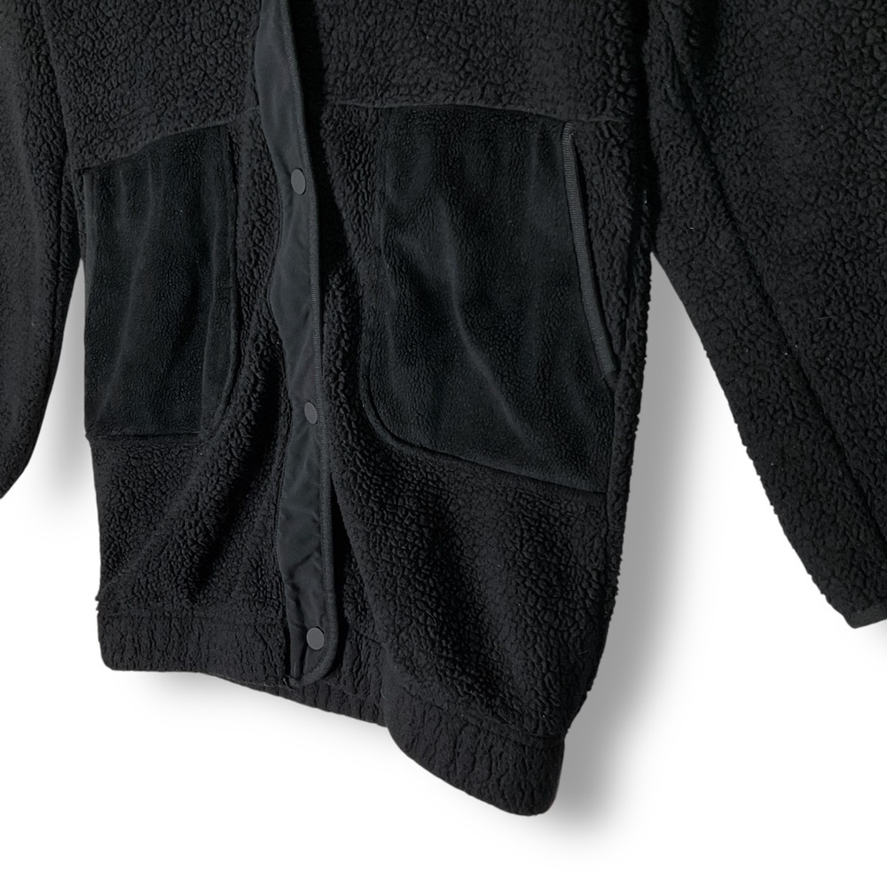 Athleta Girl Jacket Sz L So Toasty Tugga Long Sherpa Hooded Athletic Black - Picture 7 of 14